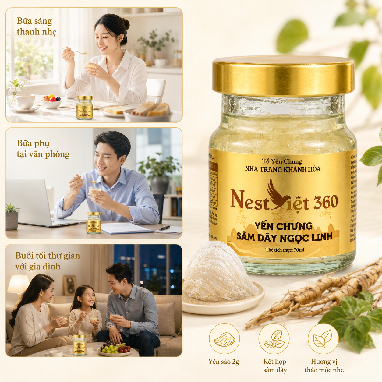 Xách 6 Hũ Yến Sâm Dây Ngọc Linh 2g | Nest Việt 360 - Ảnh 4