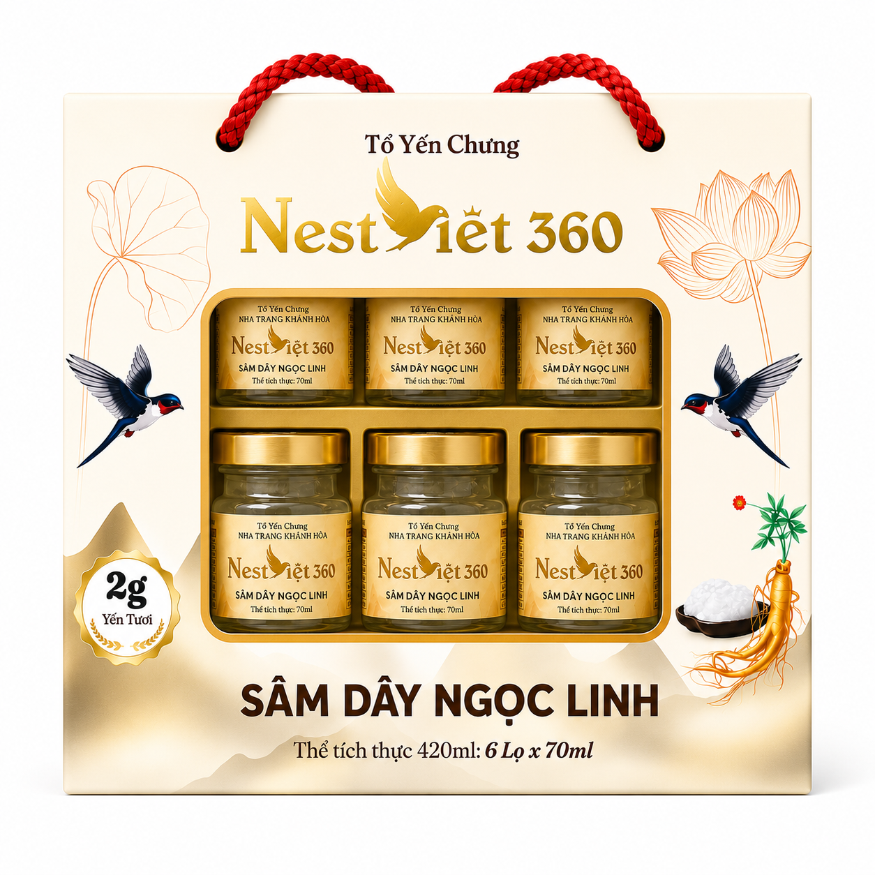 Xách 6 Hũ Yến Sâm Dây Ngọc Linh 2g | Nest Việt 360